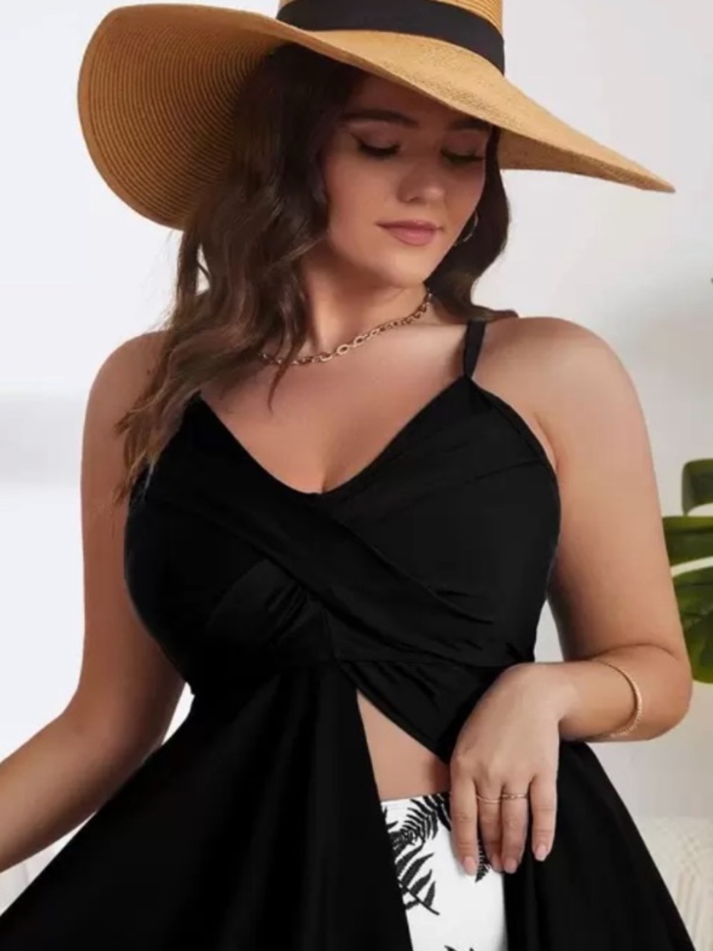 SHEIN Women's Plus size black and white swimsuit Tankini mix and match size 1XL